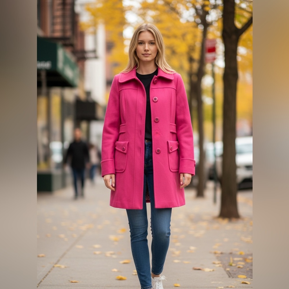 Tulle Women's Fuschia‎ Wool-Blend Coat Size XS